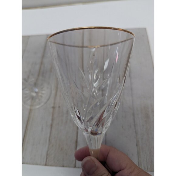 Set Of 2 Cristal D'Arques Cassandra Gold Water Tea Goblet Crystal Glasses 8 1/4" - Picture 5 of 8